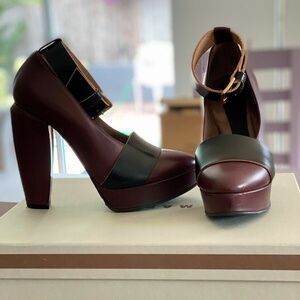 Marni brown ankle strap 5" heel pumps size 37 made in Italy